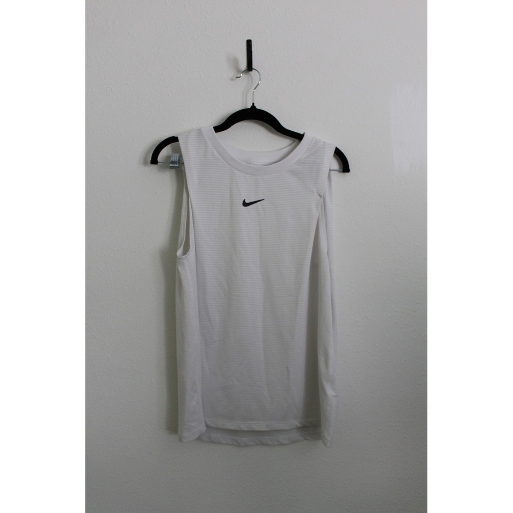 Nike Dri-FIT ADV Women White Mesh Muscle Tank Top Sleeveless Athletic Shirt S